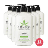 Hempz Original Herbal Body Moisturizer with Pump for Dry Skin 17Oz (Pack of 12)