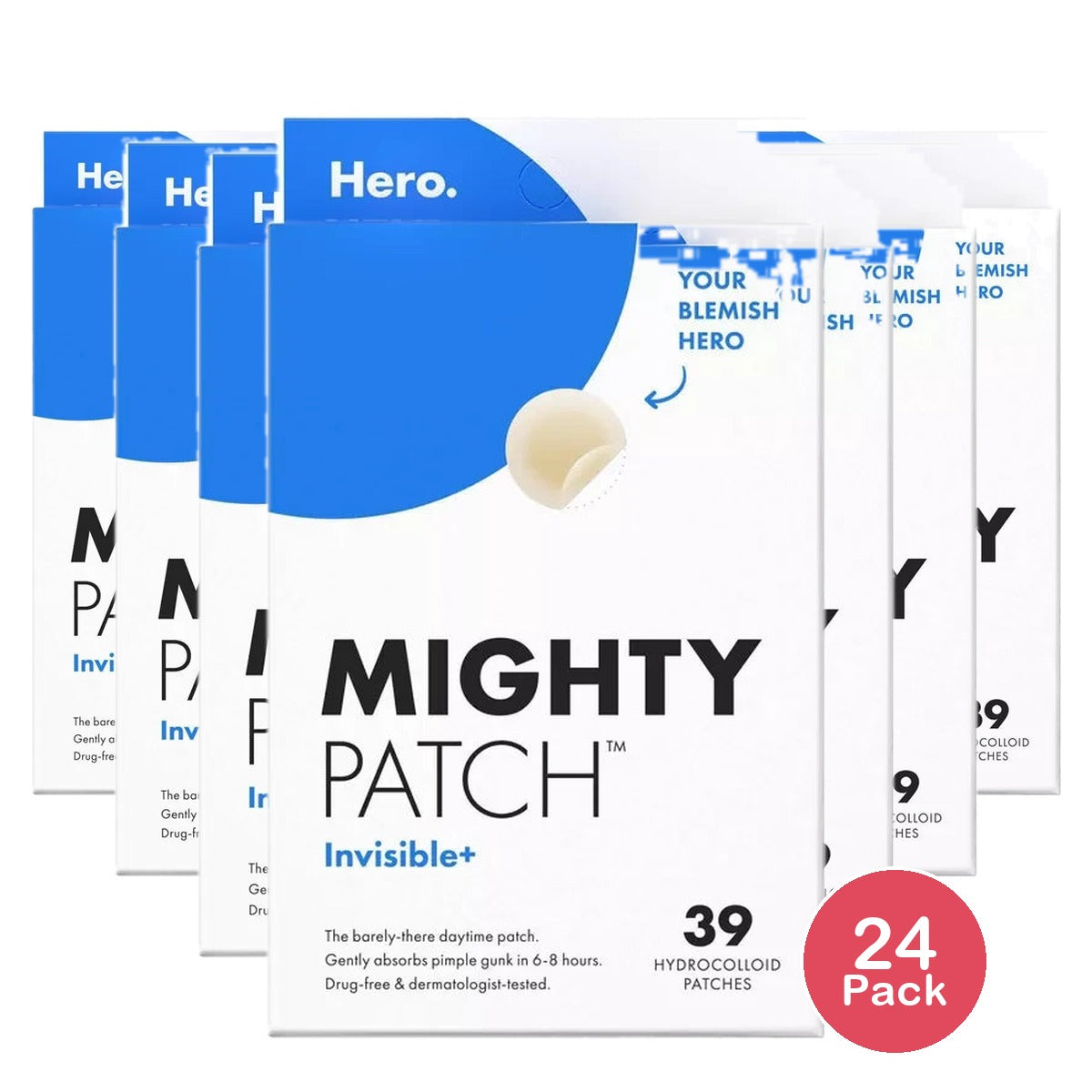 Hero Cosmetics Mighty Patch Acne Patches Invisible+ 39 count (Pack of 24)