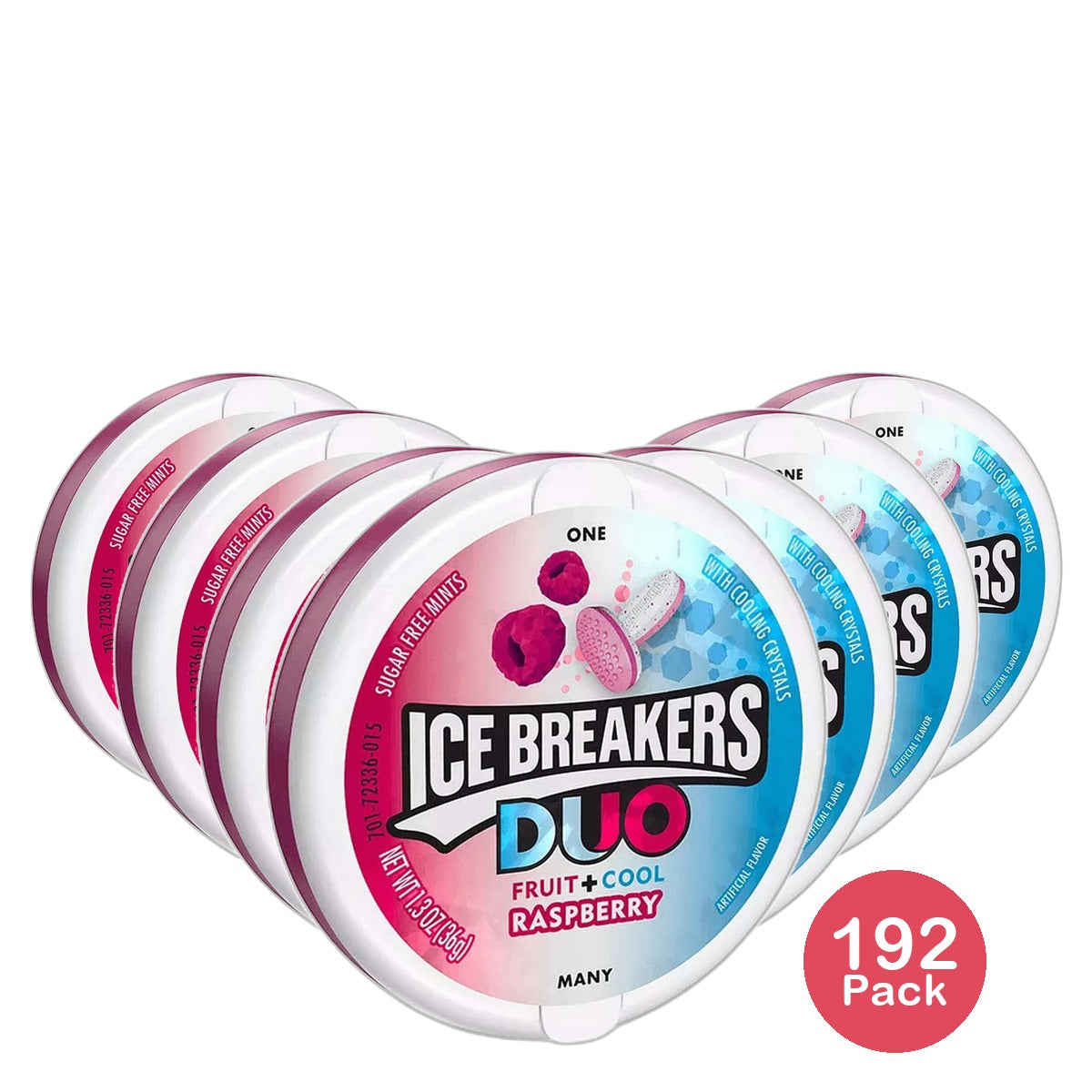 Hersheys Ice Breakers Duo Fruit Plus Cool Raspberry Mints 1.3Oz (Pack of 192)