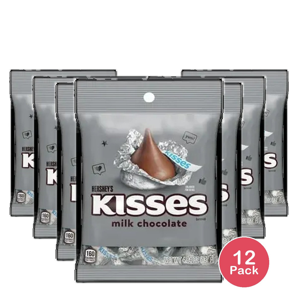 Hershey's Kisses Milk Chocolate Candy Bag 4.8 oz (Pack of 12)