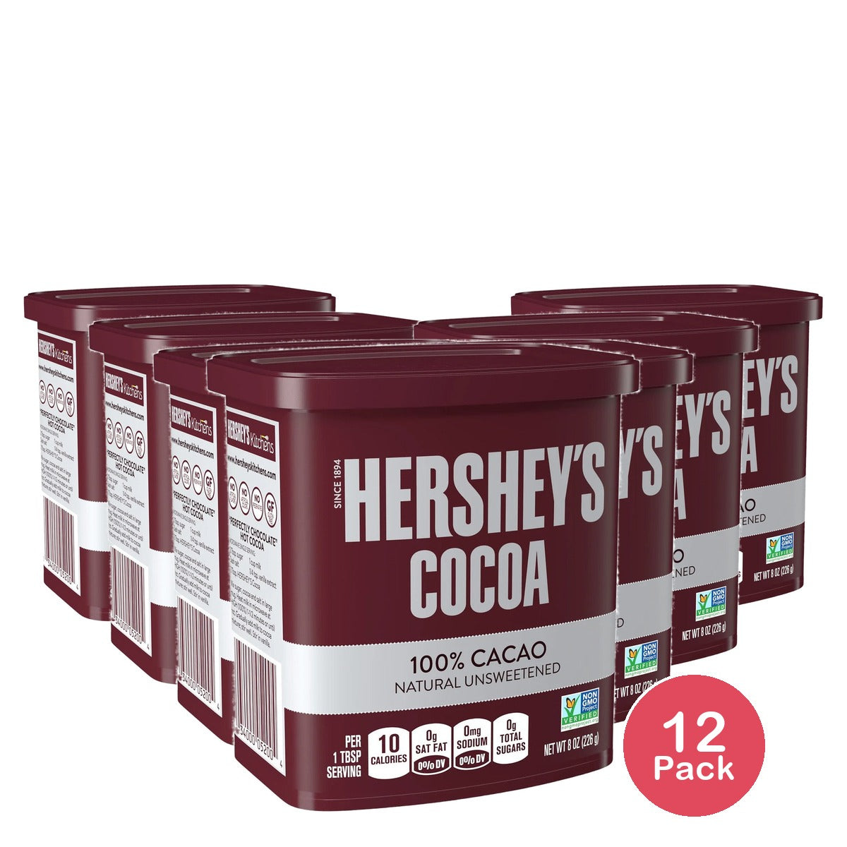 Hershey's Natural Unsweetened Cocoa Powder 8 Oz (Pack of 12)