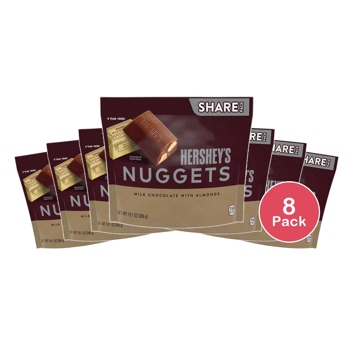 Hersheys Nuggets Milk Chocolate With Almonds 10.1Oz (Pack of 8)