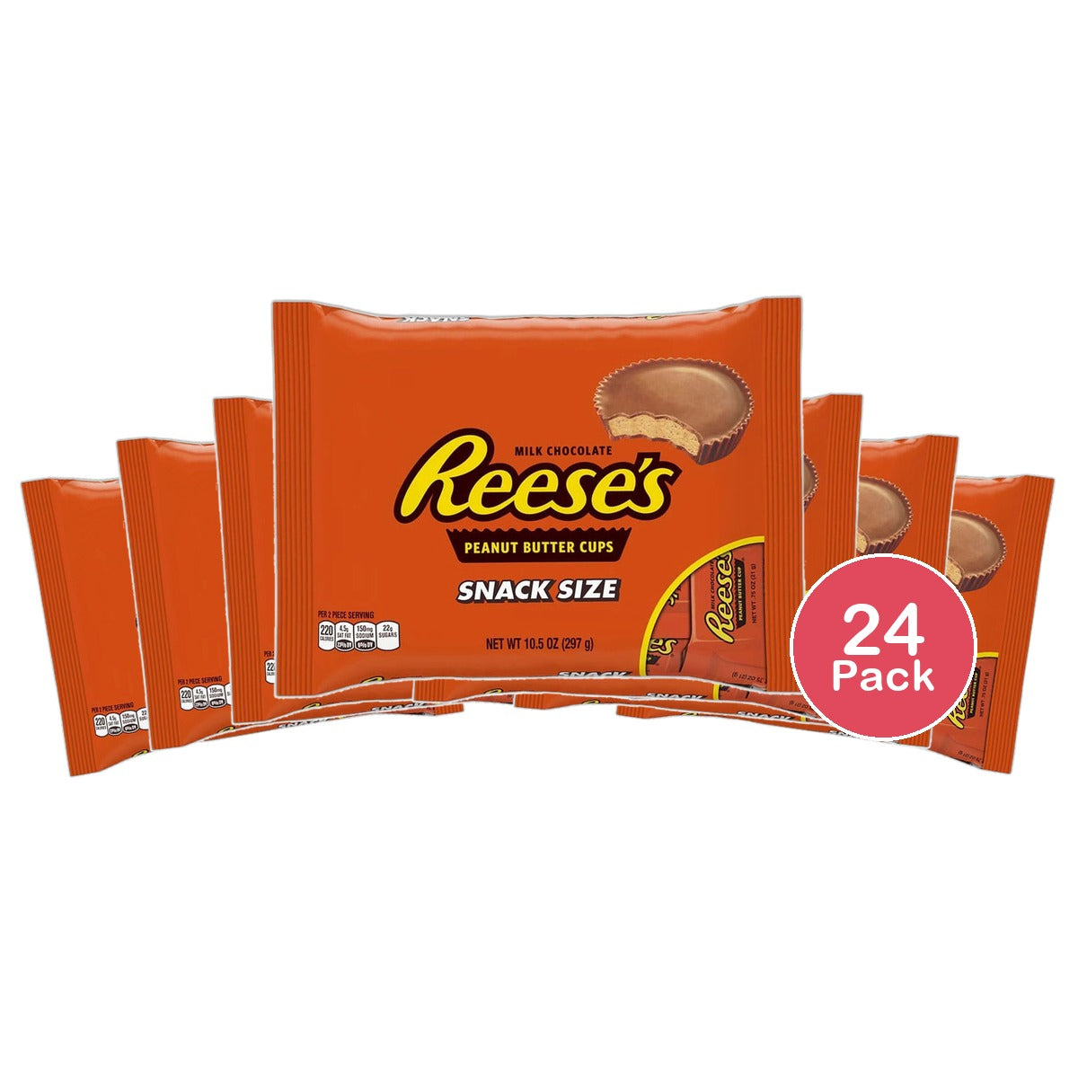 Hersheys Reeses Milk Chocolate Peanut Butter Cups Snack Size Candy 10.5Oz (Pack of 24)