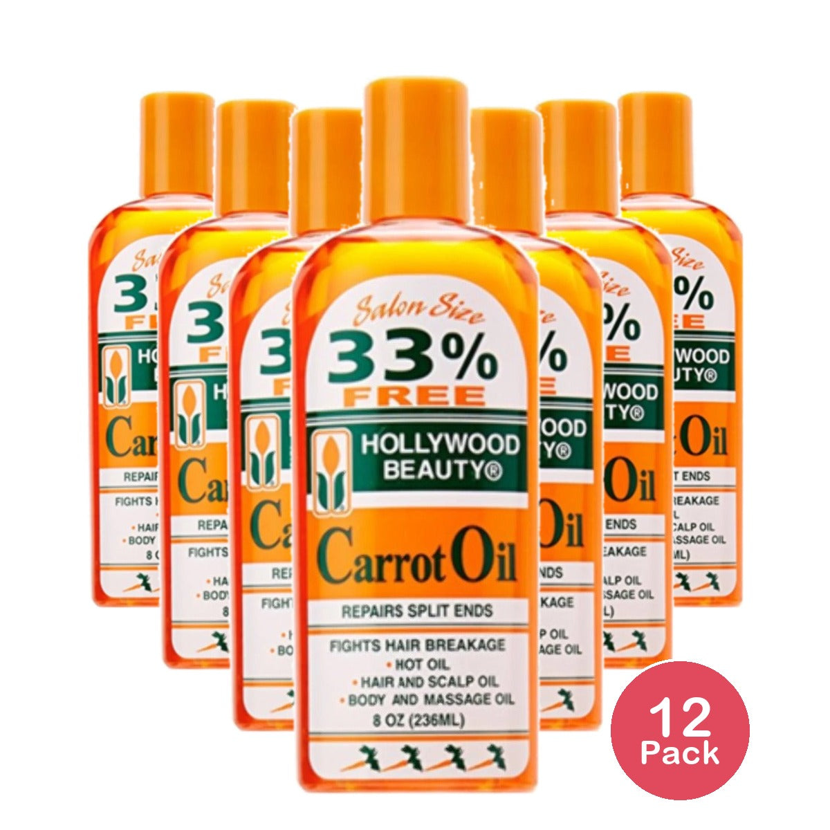 Hollywood Beauty Carrot Oil Scalp Treatment 8 Oz (Pack of 12)