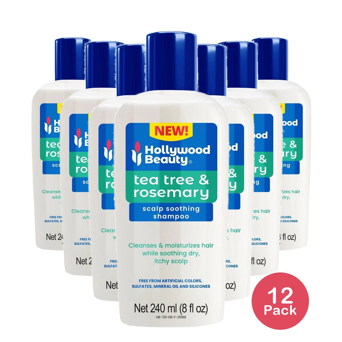 Hollywood Beauty Tea Tree & Rosemary Scalp Soothing Shampoo 8 Oz (Pack of 12)