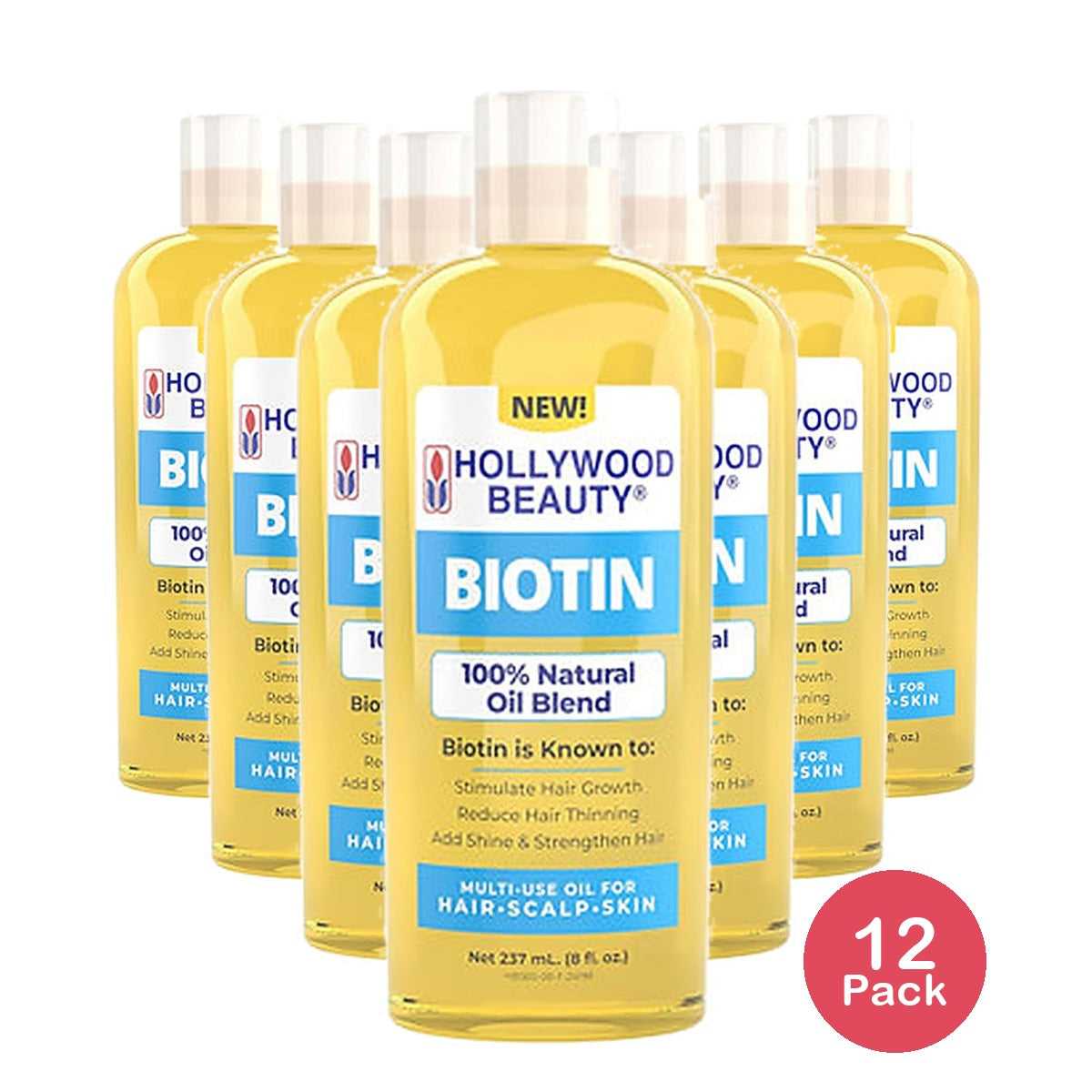 Hollywood Oil Biotin Hair Oil 8 Oz (Pack of 12)