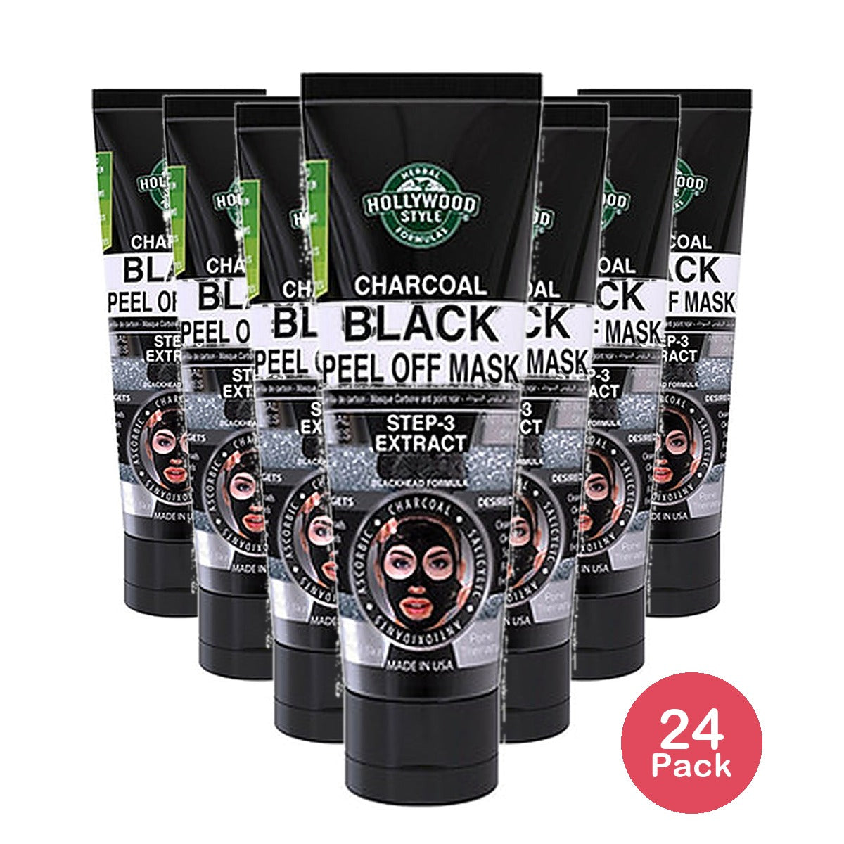 Hollywood Style Charcoal Black Peel Off Face Mask 3.2 Oz (Pack of 24)