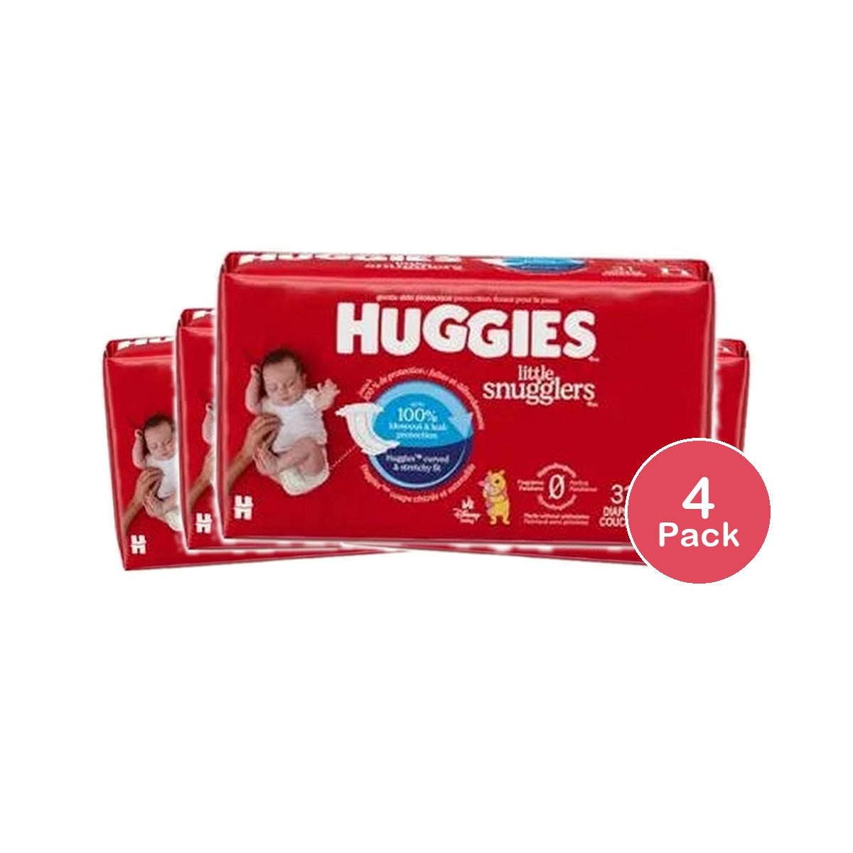 Huggies Little Snugglers Hypoallergenic and Latex-Free Diapers Newborn 19.2Oz (Pack of 4)