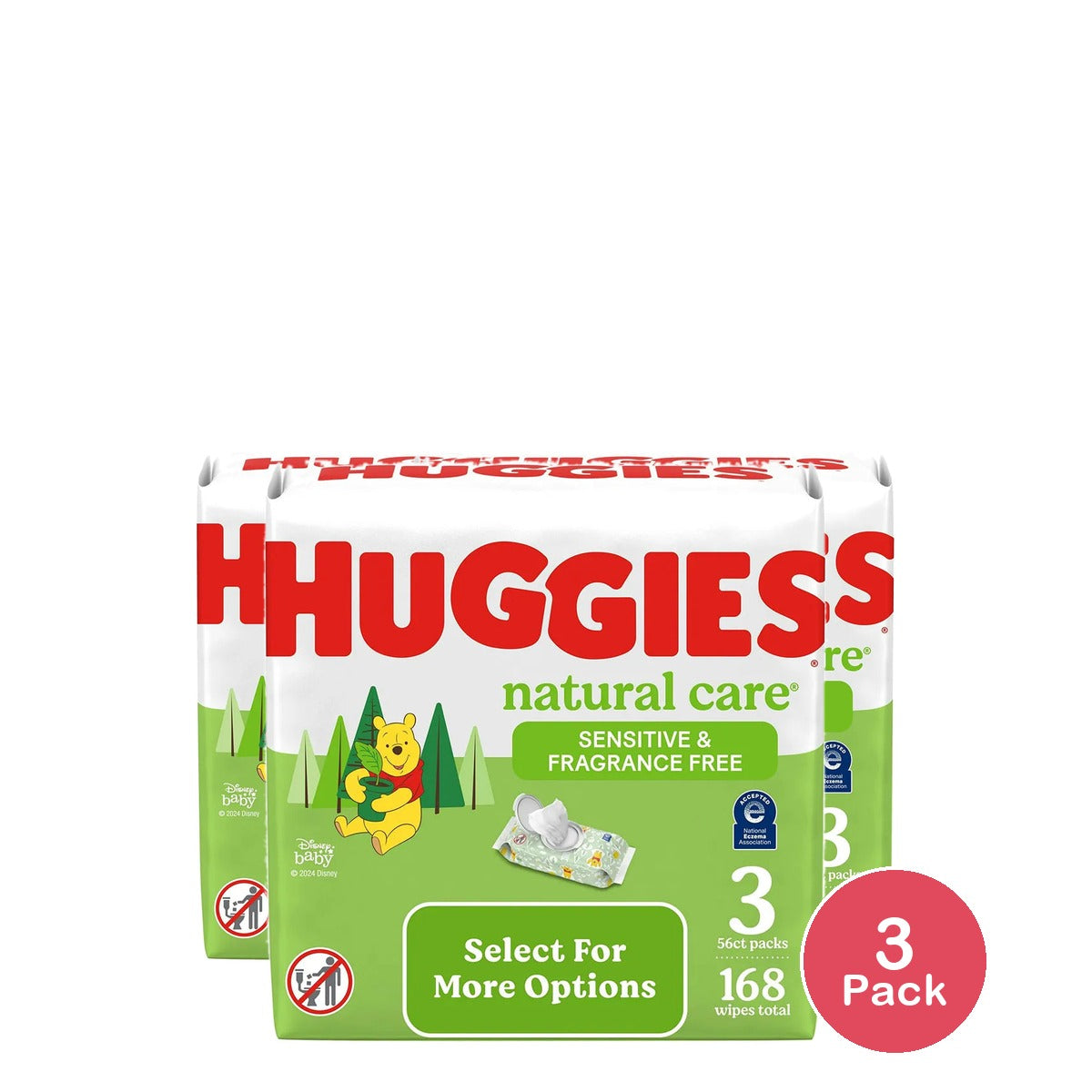 Huggies Natural Care Sensitive Baby Wipes Unscented 27.2Oz (Pack of 3)