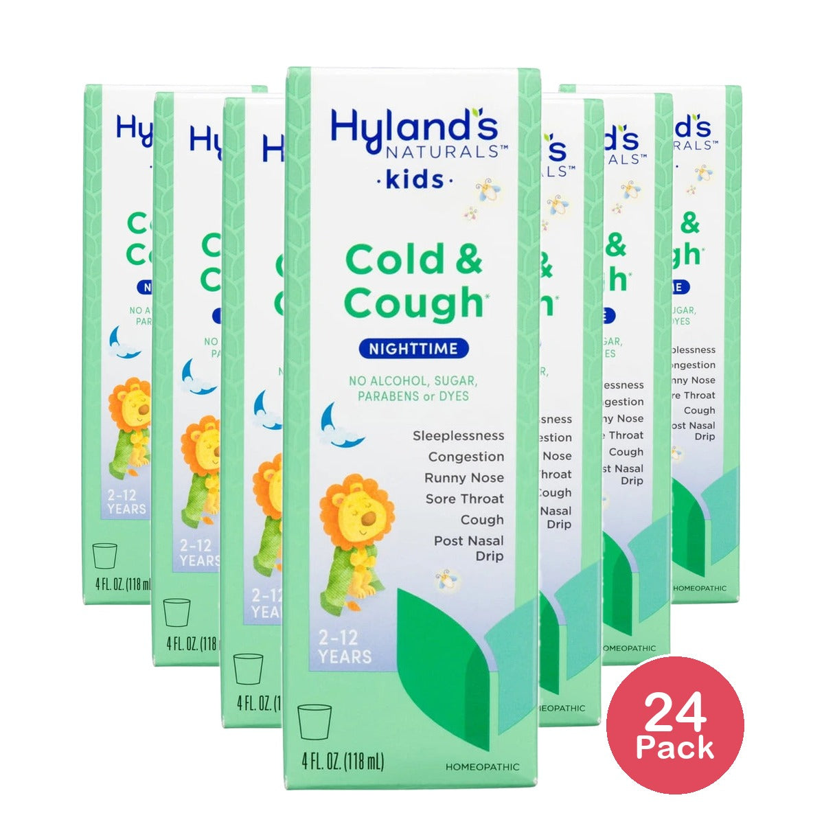Hyland's Naturals Kids Cold & Cough Nighttime Relief Liquid 4 fl Oz (Pack of 24)