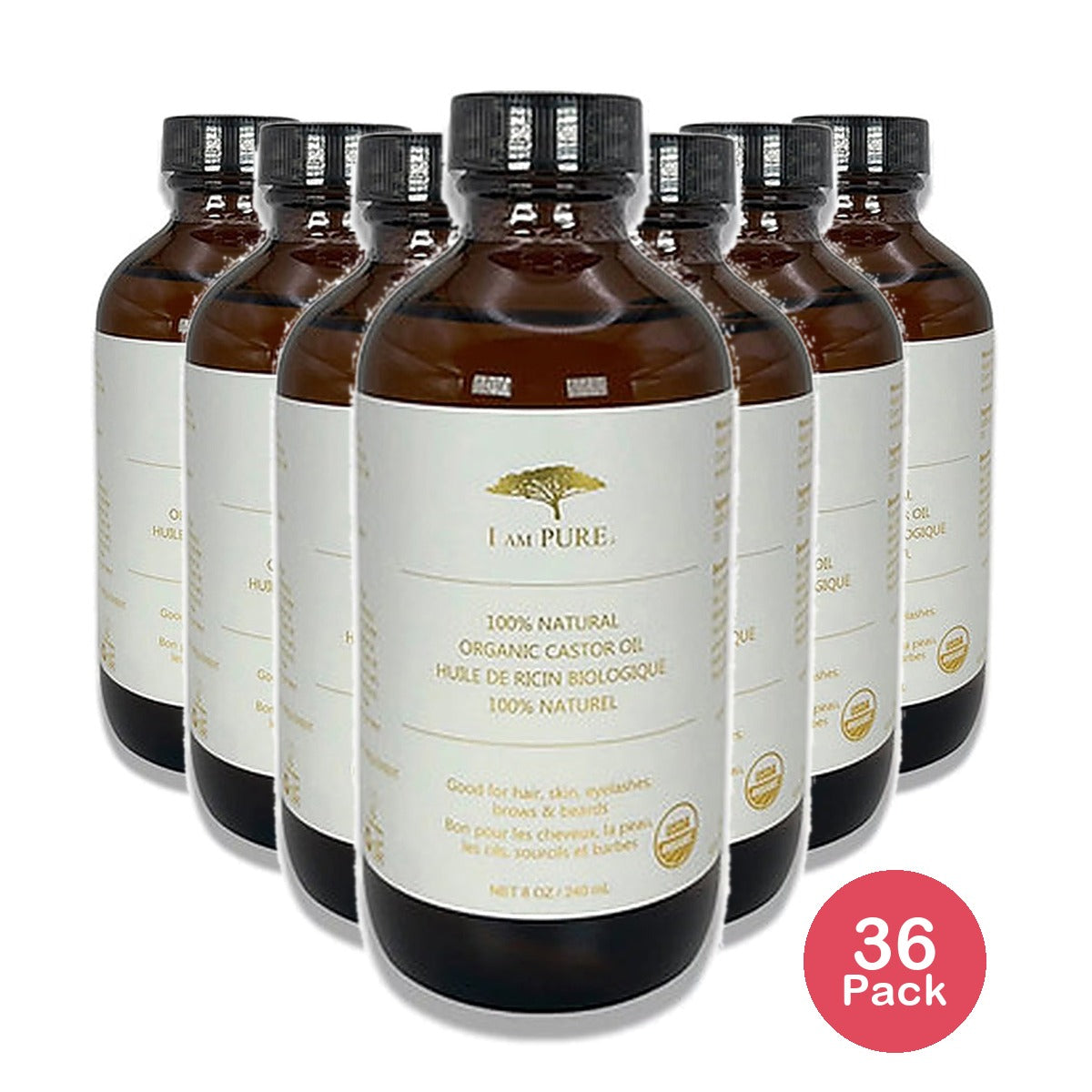 I Am Pure 100% Organic Castor Oil 8 Oz (Pack of 36)
