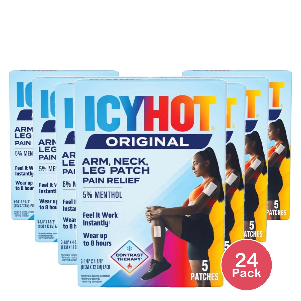 Icy Hot Original Muscle & Joint Pain Relief Small Patch for Arm Neck & Leg wit 1.92 Oz (Pack of 24)