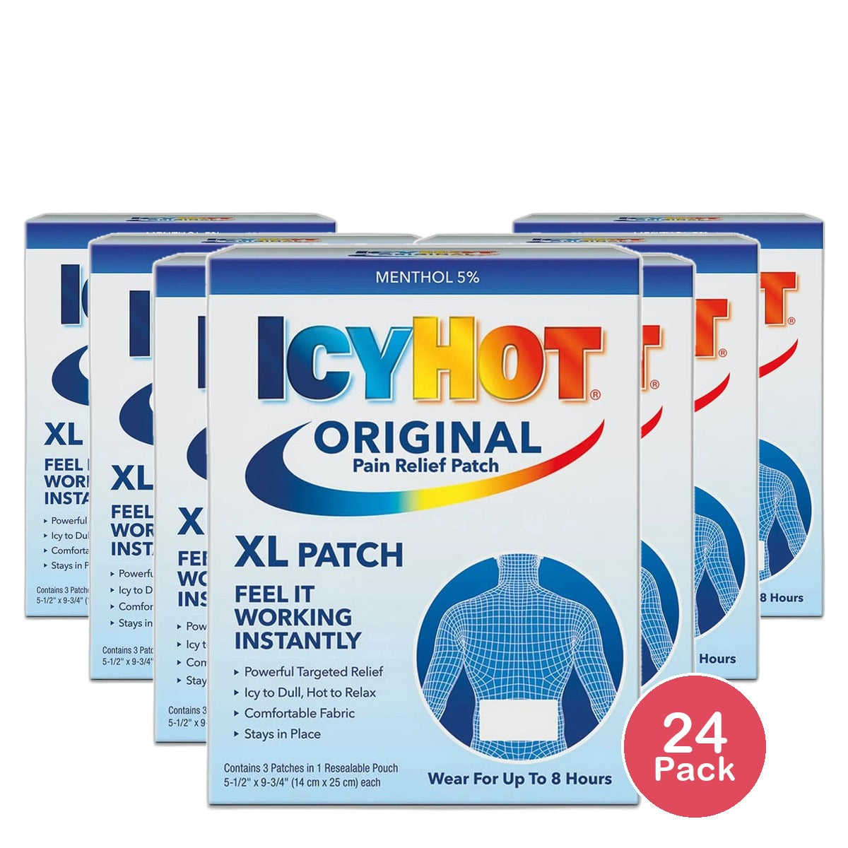 Icy Hot Original XL Pain Relief Patch 0.9Oz (Pack of 24)