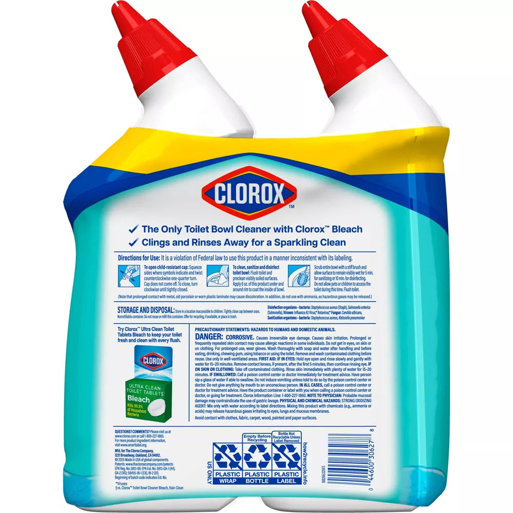 Clorox Toilet Bowl Cleaner Clinging Bleach Gel Ocean Mist 24 fl 2 Pack (Pack of 6)