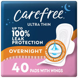 Carefree Ultra Thin Overnight Pads with Wings -40ct 20 OZ(Pack of 3)