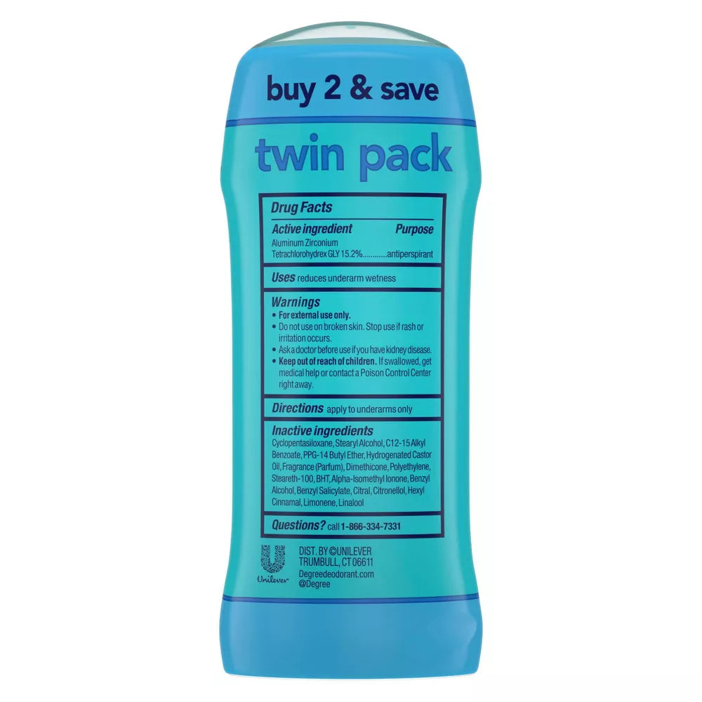 Degree Shower Clean 48-Hour Solid Antiperspirant & Deodorant 2Ct 2.6 Oz (Pack Of 6)