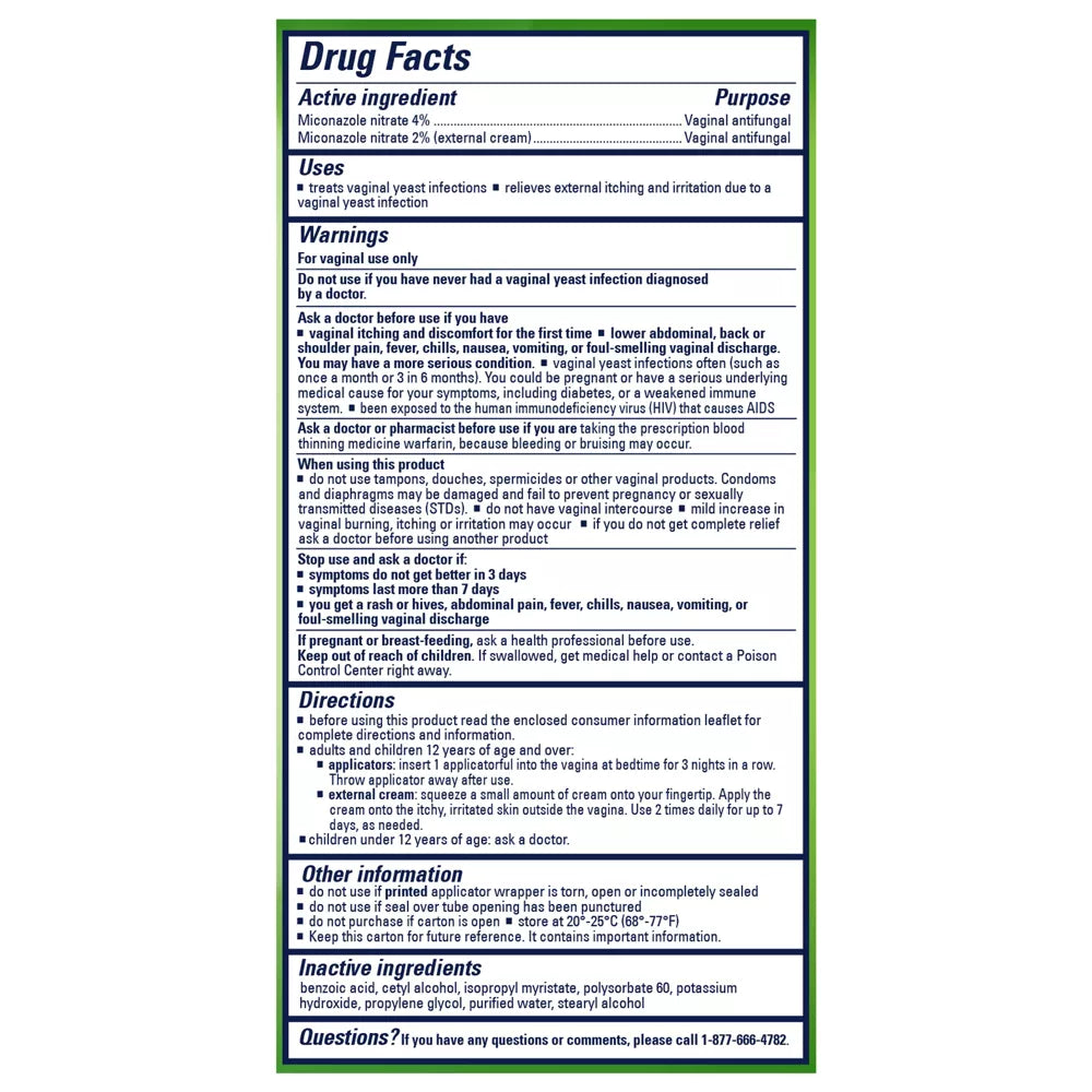 Monistat 3-Dose Yeast Infection Treatment 3 Prefilled Applicators & External Itc (Pack of 12)