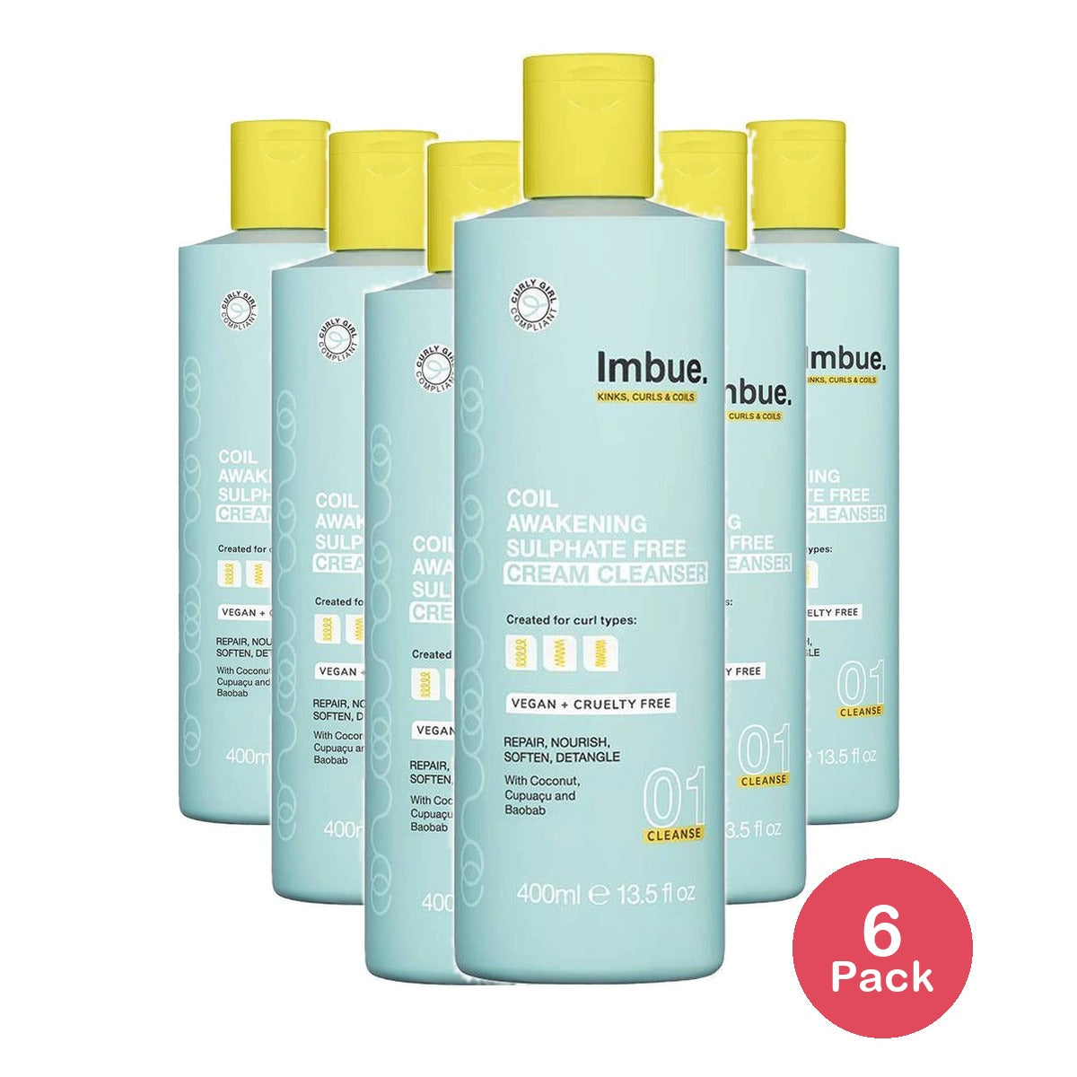 Imbue Coil Awakening Sulphate Free Cream Cleanser 13.5 Oz (Pack of 6)