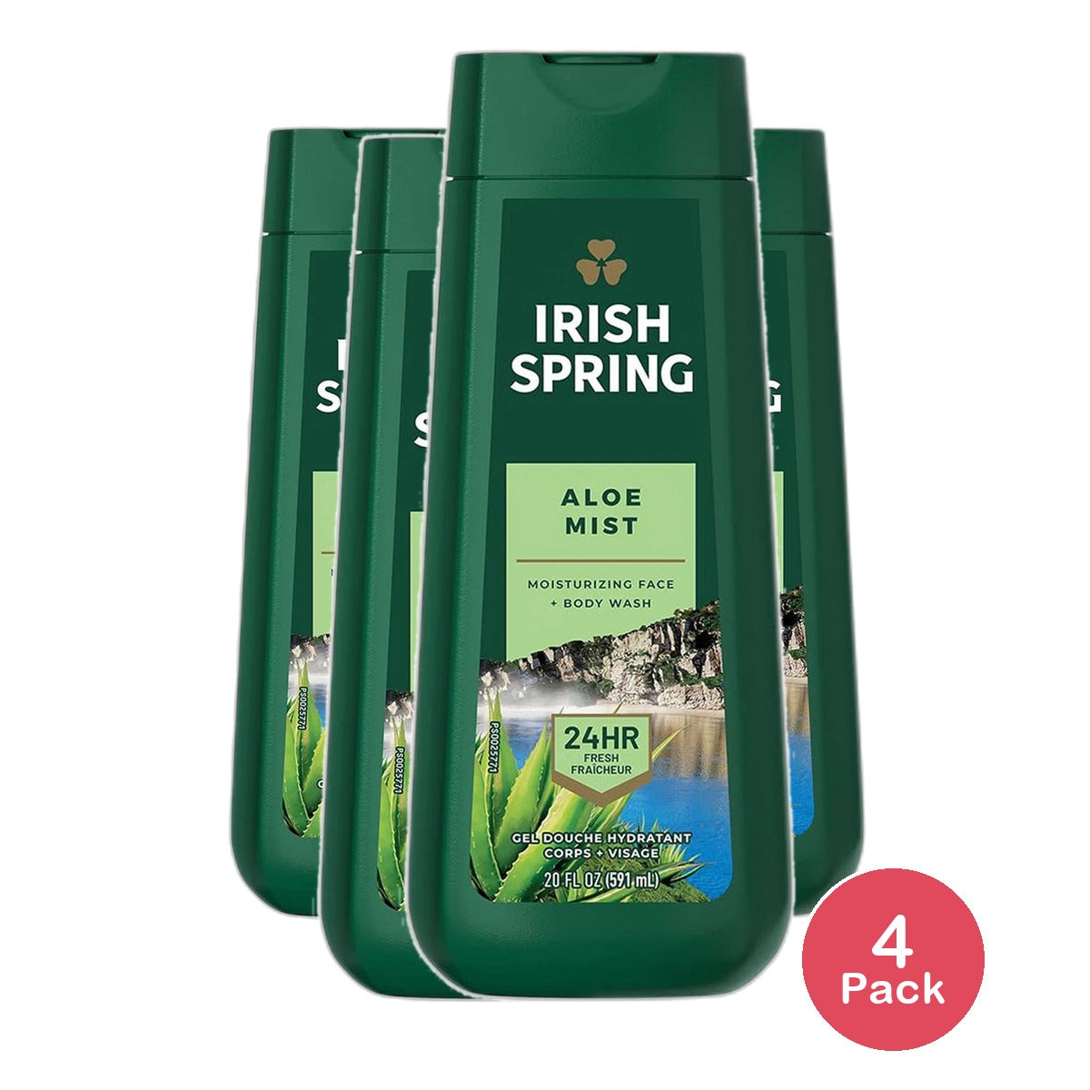 Irish Spring Body Wash Aloe Mist 20Oz (Pack of 4)