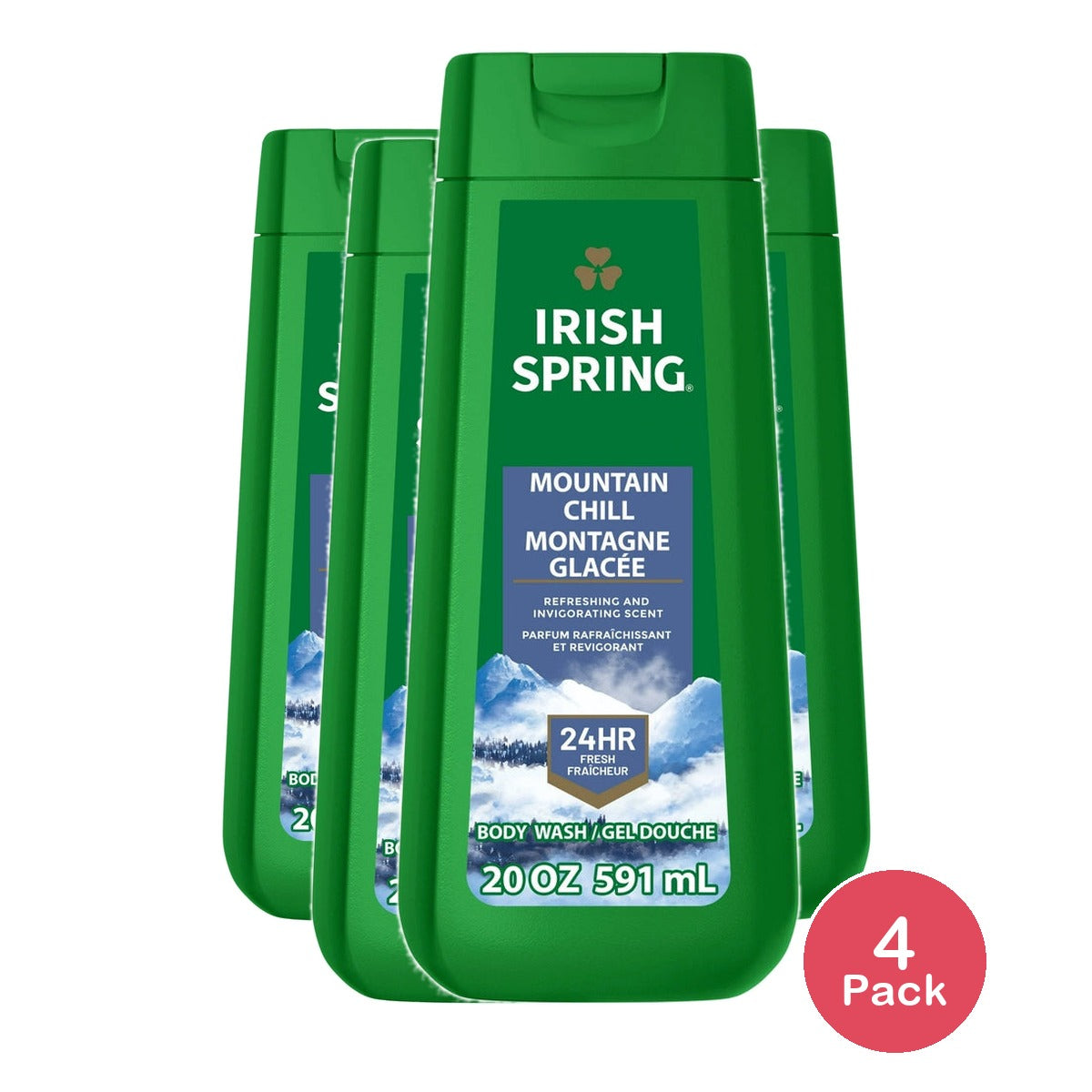 Irish Spring Mens Body Wash Mountain Chill Body Wash for Men Feel Fresh All Da 20 OZ (Pack of 4)