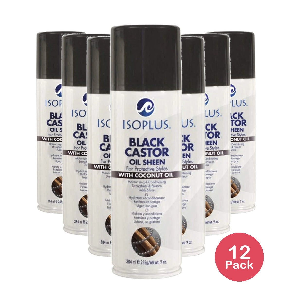 Isoplus Black Castor Oil Sheen Spray 9 Oz (Pack of 12)