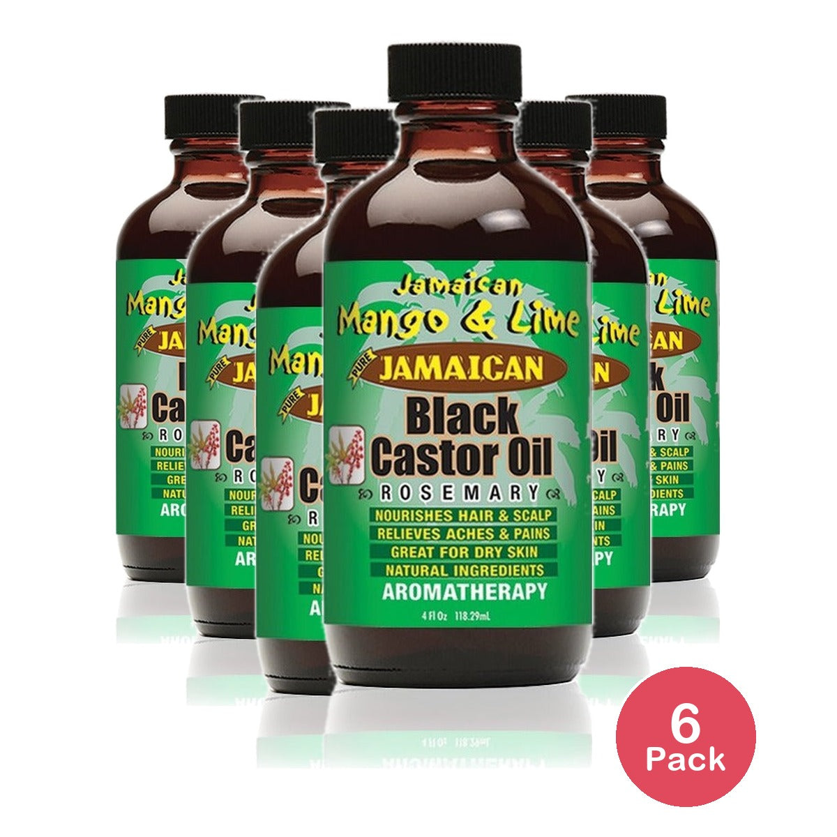 Jamaican Mango & Lime Black Castor Oil Rosemary 4 Oz (Pack of 6)