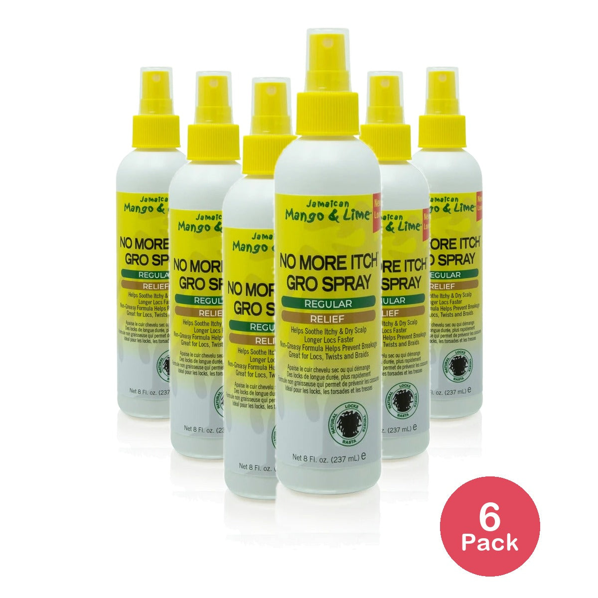 Jamaican Mango & Lime Maximum Relief No More Itch Gro Spray 8 oz Hair & Scalp T (Pack of 6)