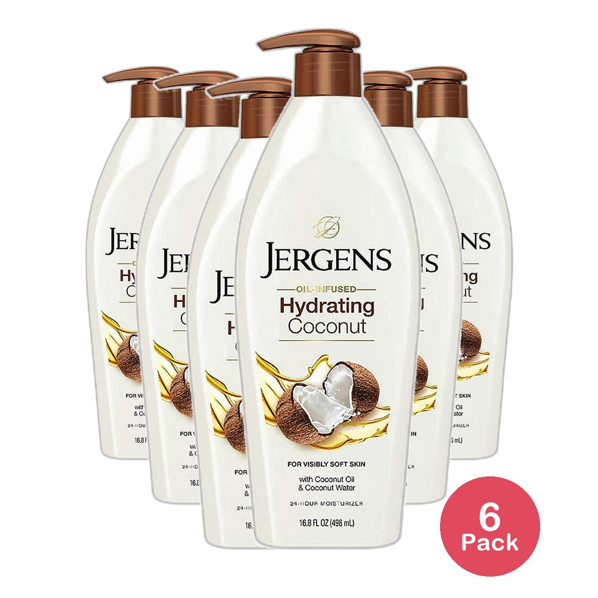 Jergens Hydrating Dry-skin Lotion Coconut 16.8Oz (Pack of 6)