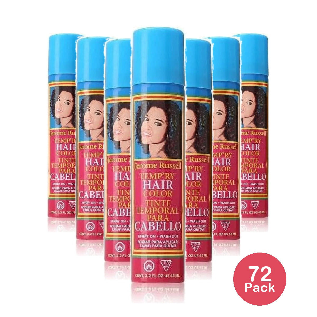 Jerome Russell Temp Ry Color Spray Black 2.2 Oz (Pack of 72)