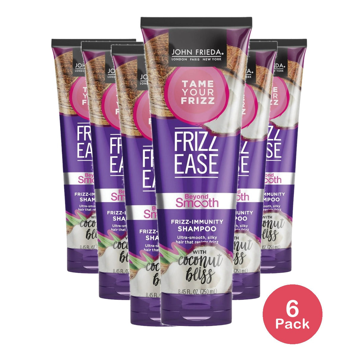 John Frieda Frizz Ease Beyond Smooth Shampoo, Frizz Immunity Shampoo, Anti-Humid 8.45 oz(Pack of 6)