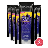 John Frieda Violet Crush Purple Shampoo for Blonde Hair Blonde Toner Neutralizes Brassy Yellow Tones for Bleached Platinum and Natural Blonde Hair 8.3 Ounce (Pack of 6)
