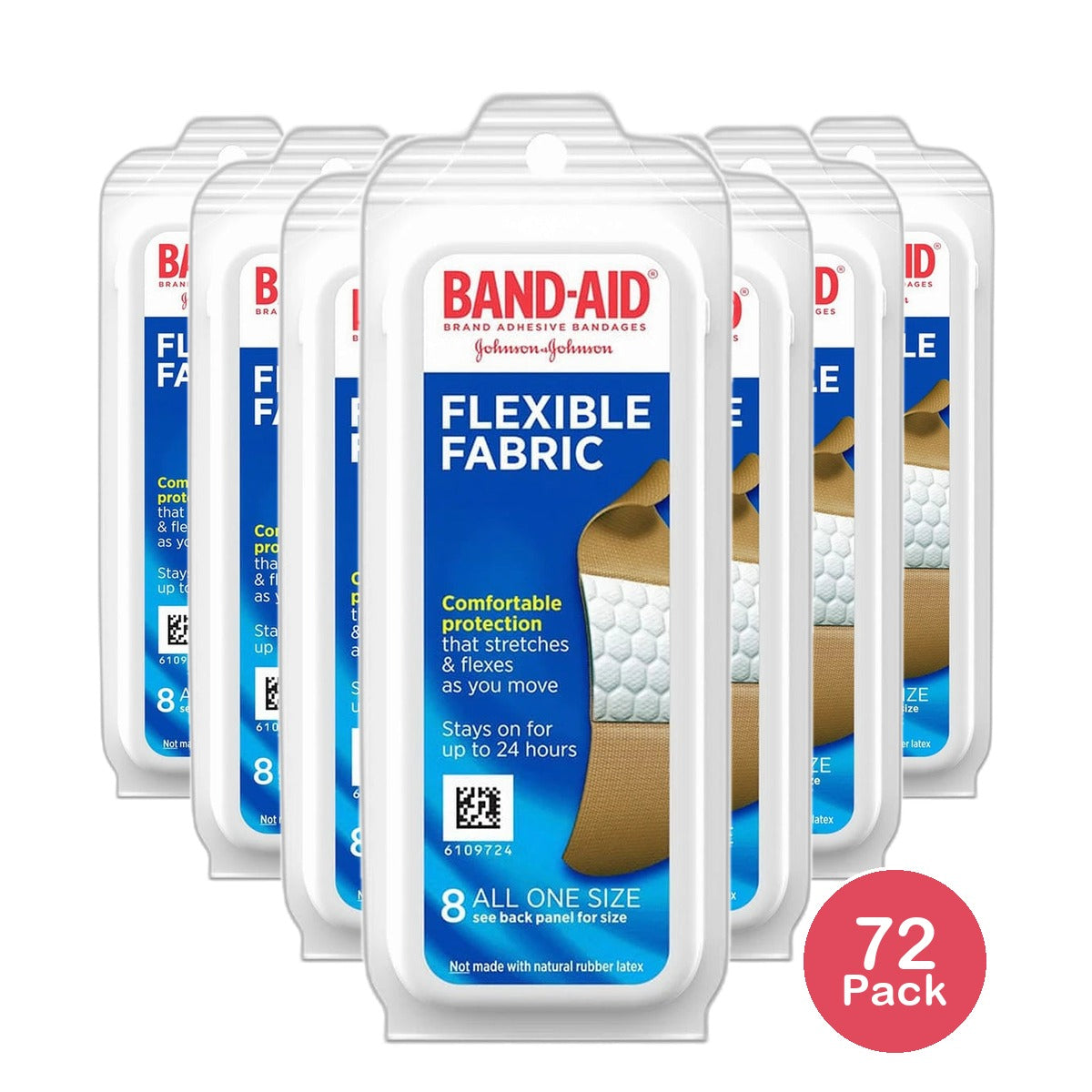 Johnson And Johnson Band-Aid Flex Fabric Travel Pack 8Ea 0.48Oz (Pack of 72)