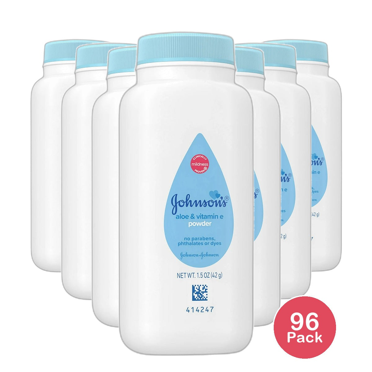 Johnsons Baby Powder With Aloe Vera And Vitamin E Pure Cornstarch 1.5Oz (Pack of 96)
