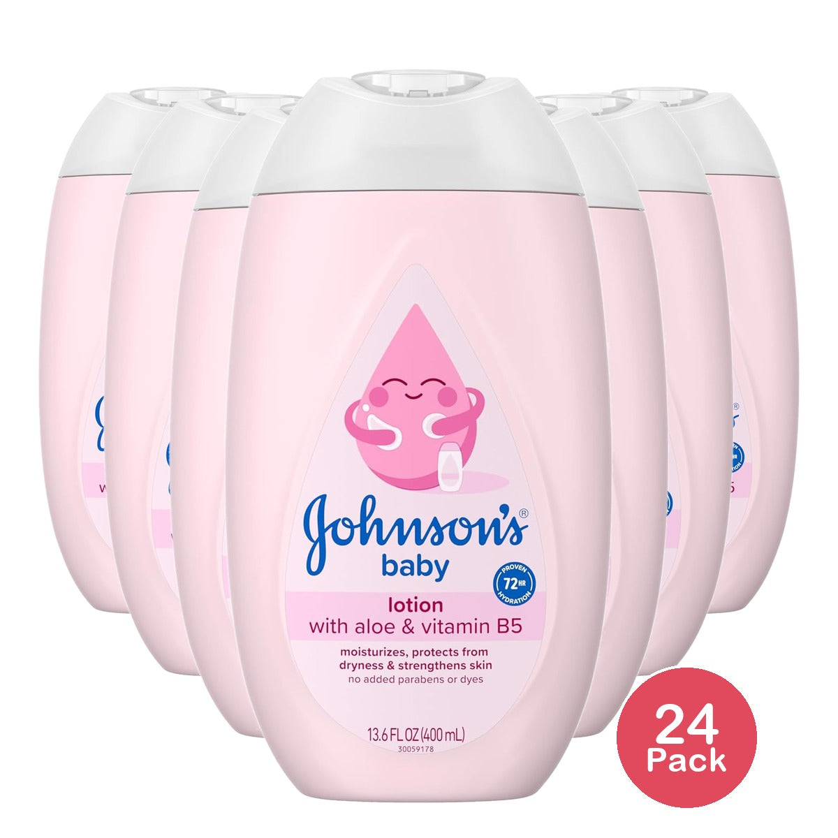 Johnson's Moisturizing Pink Baby Lotion with Coconut Oil 13.6Oz (Pack of 24)