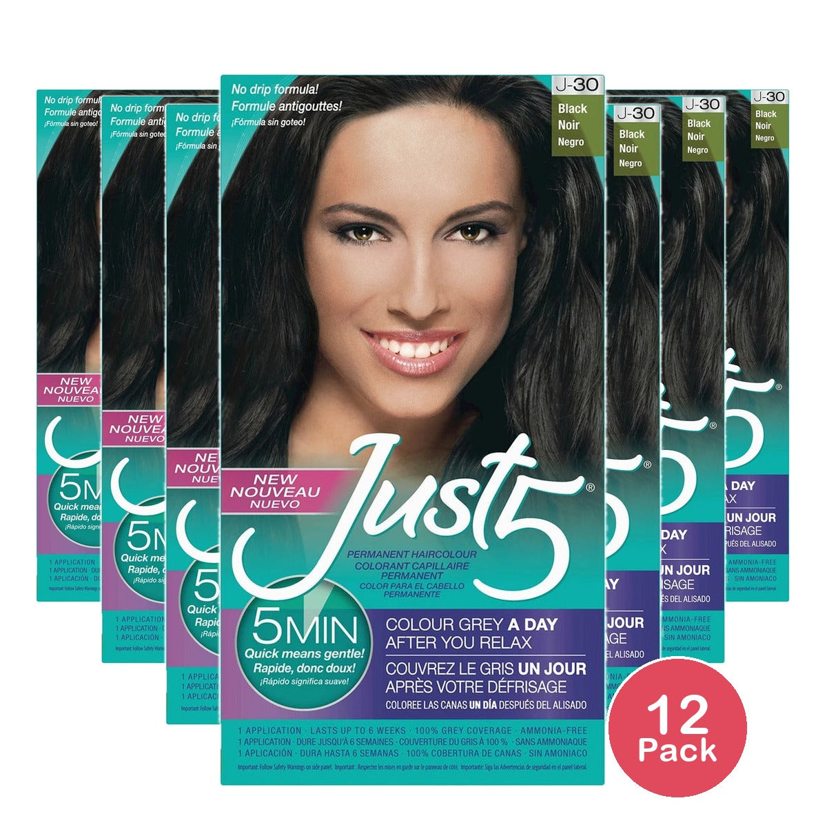 Just 5 Women's Five Minute Permanent Hair Color Black (Pack of 12)