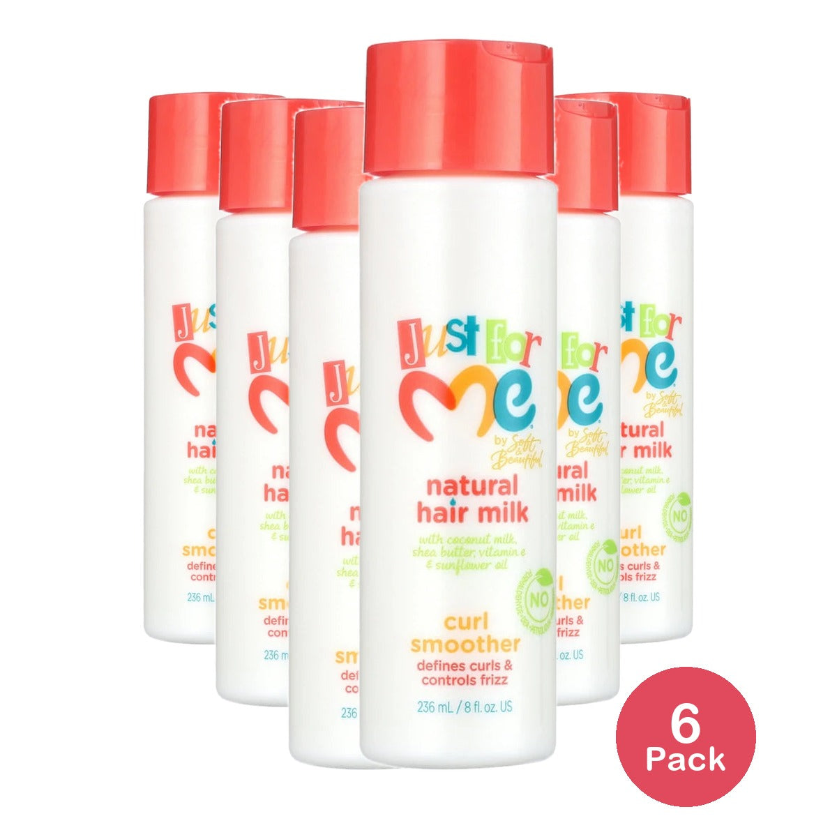 Just For Me By Soft & Beautiful Natural Hair Milk Curl Lotion, 8 fl oz, Tames Curly, Frizzy Hair (Pack of 6)