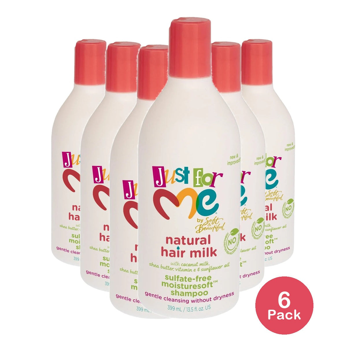Just for Me Natural Hair Milk Sulfate-Free Shampoo 13.5 fl. oz. Bottle Moisturizing(Pack of 6)