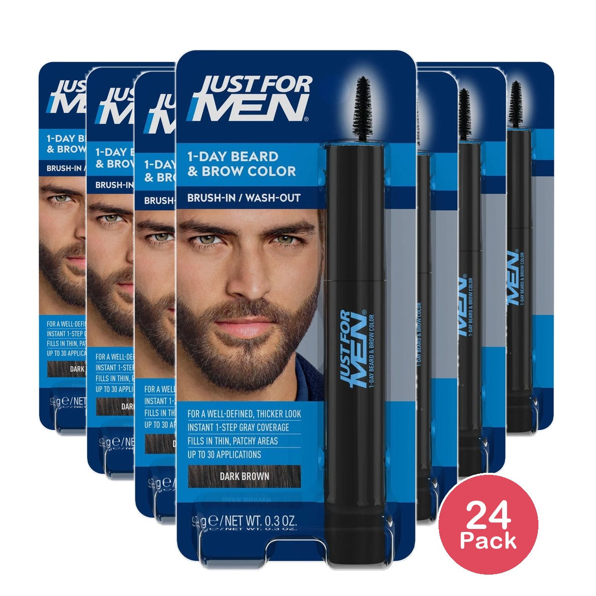 Just For Men 1-Day Beard & Brow Color Dark Brown (Pack of 24)