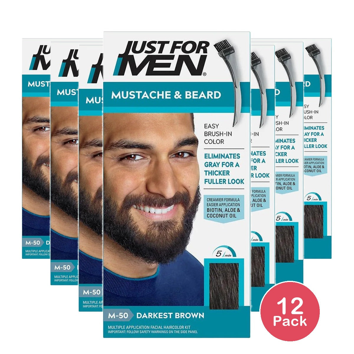 Just For Men Mustache & Beard Darkest Brown (Pack of 12)