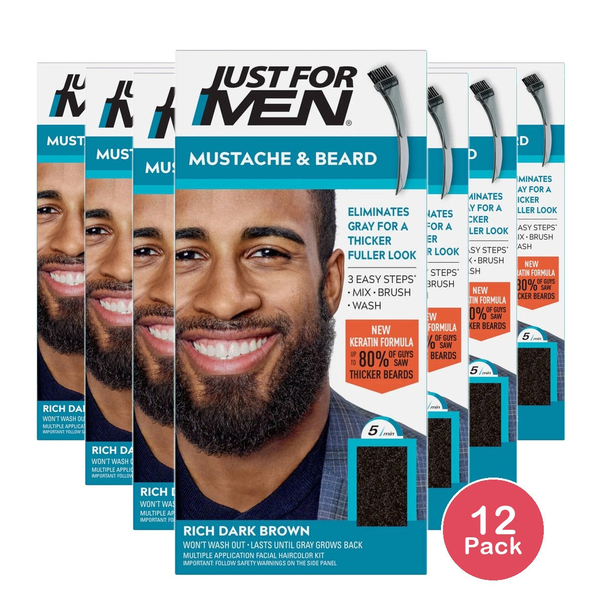 Just For Men Mustache & Beard Rich Dark Brown (Pack of 12)