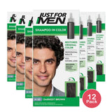 Just For Men Shampoo-In Color Gray Hair Coloring for Men - Darkest Brown - H-50 (Pack of 12)