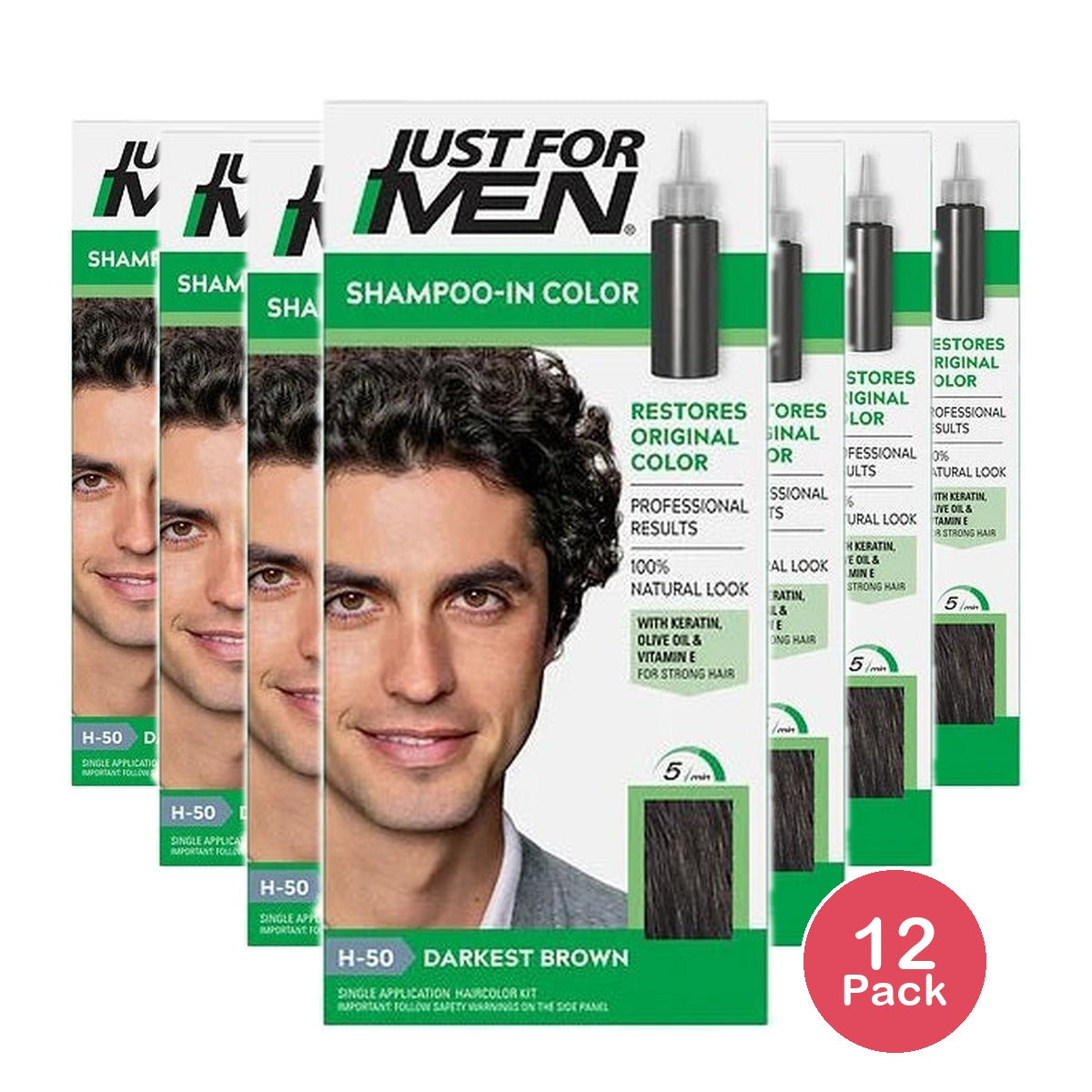 Just For Men Touch of Gray Gray Hair Coloring for Men's with Comb Applicator Gre (Pack of 12)