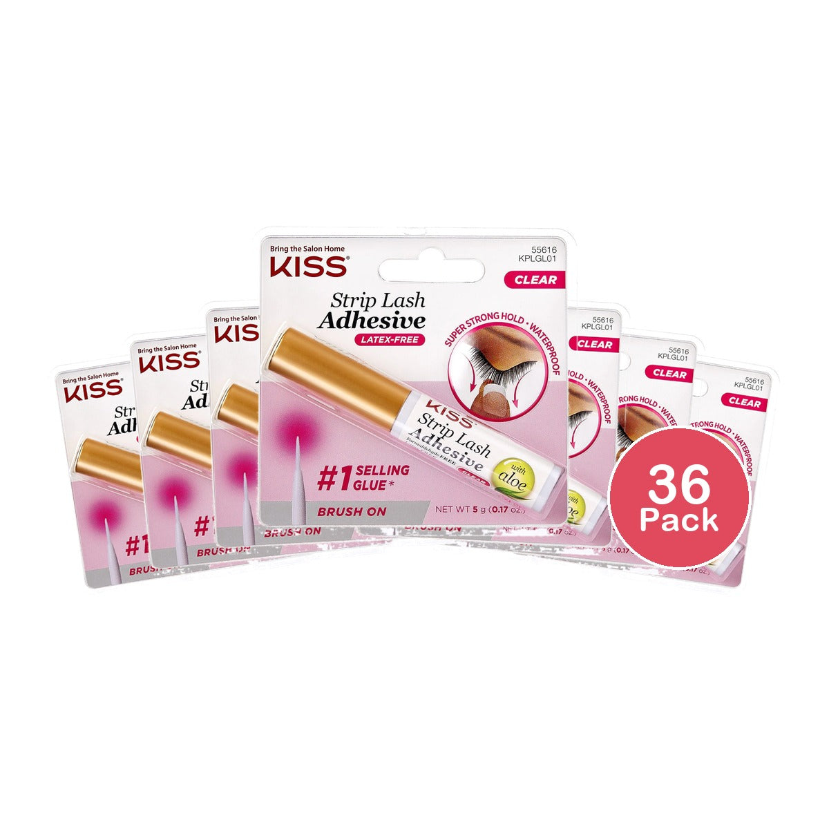KISS Brush-On Strip Eyelash Adhesive Clear 0.17 Oz (Pack of 36)