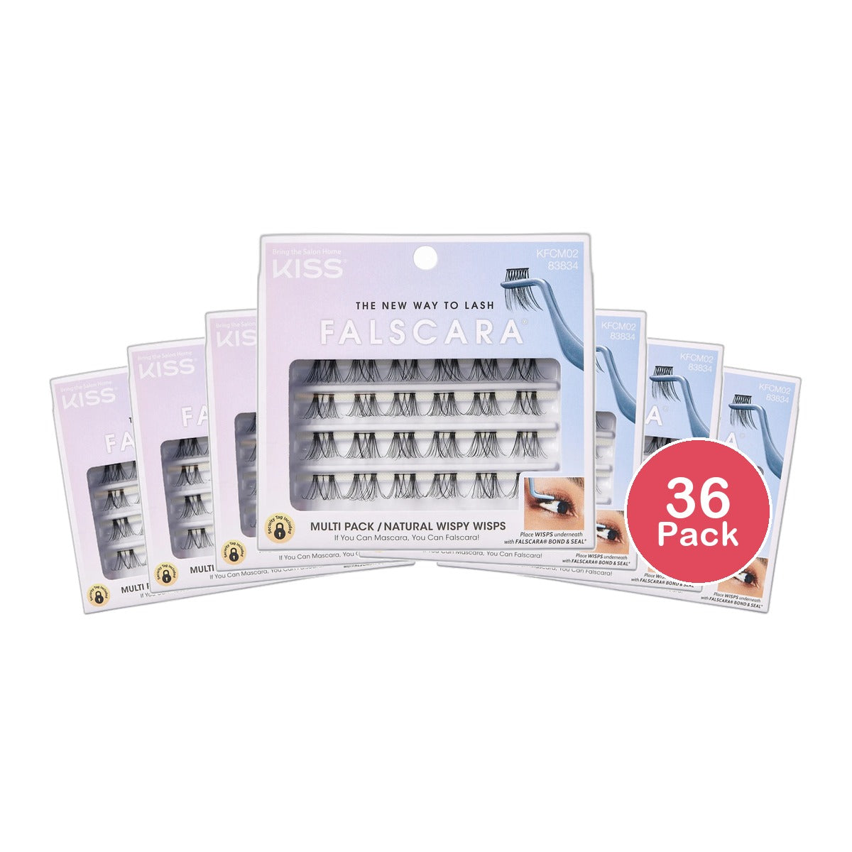 Kiss Falscara Diy Eyelash Extension Wisps Mini Lash Clusters Multipack 0.5oz (Pack of 36)