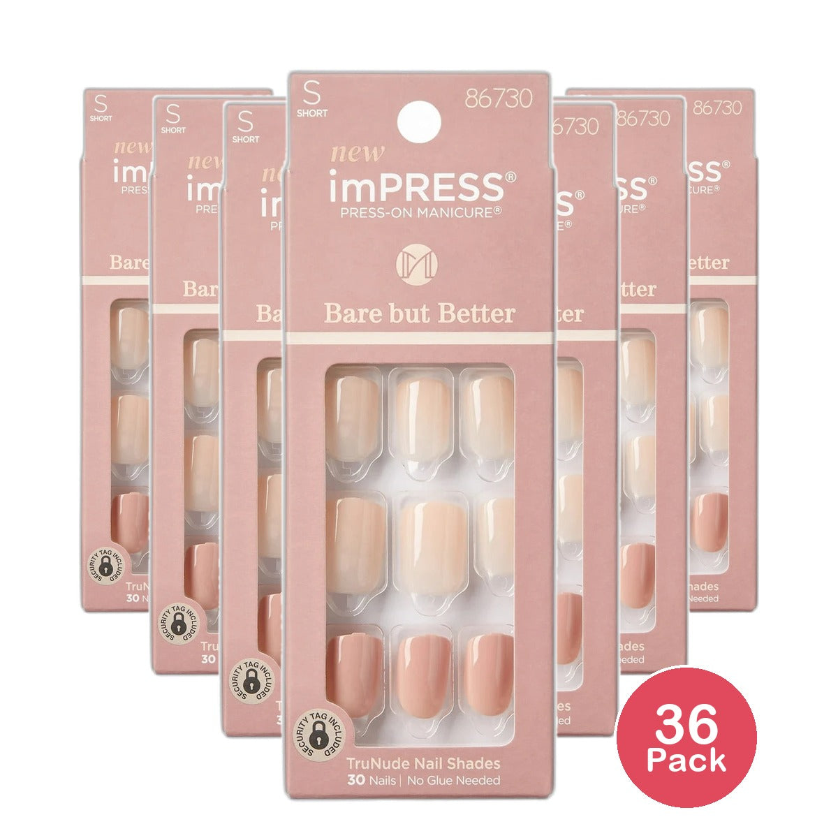 Kiss Impress Bare but Better Press On Nails Simple Pleasure 0.64oz (Pack of 36)