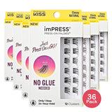 KISS imPRESS Falsies Press On Self Adhesive Eyelashes Classy Black 12 Lash Cl (Pack of 36)