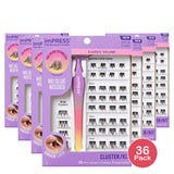 KISS Impress Press-On Lash Clusters Kit Glam Volume 37ct (Pack of 36)