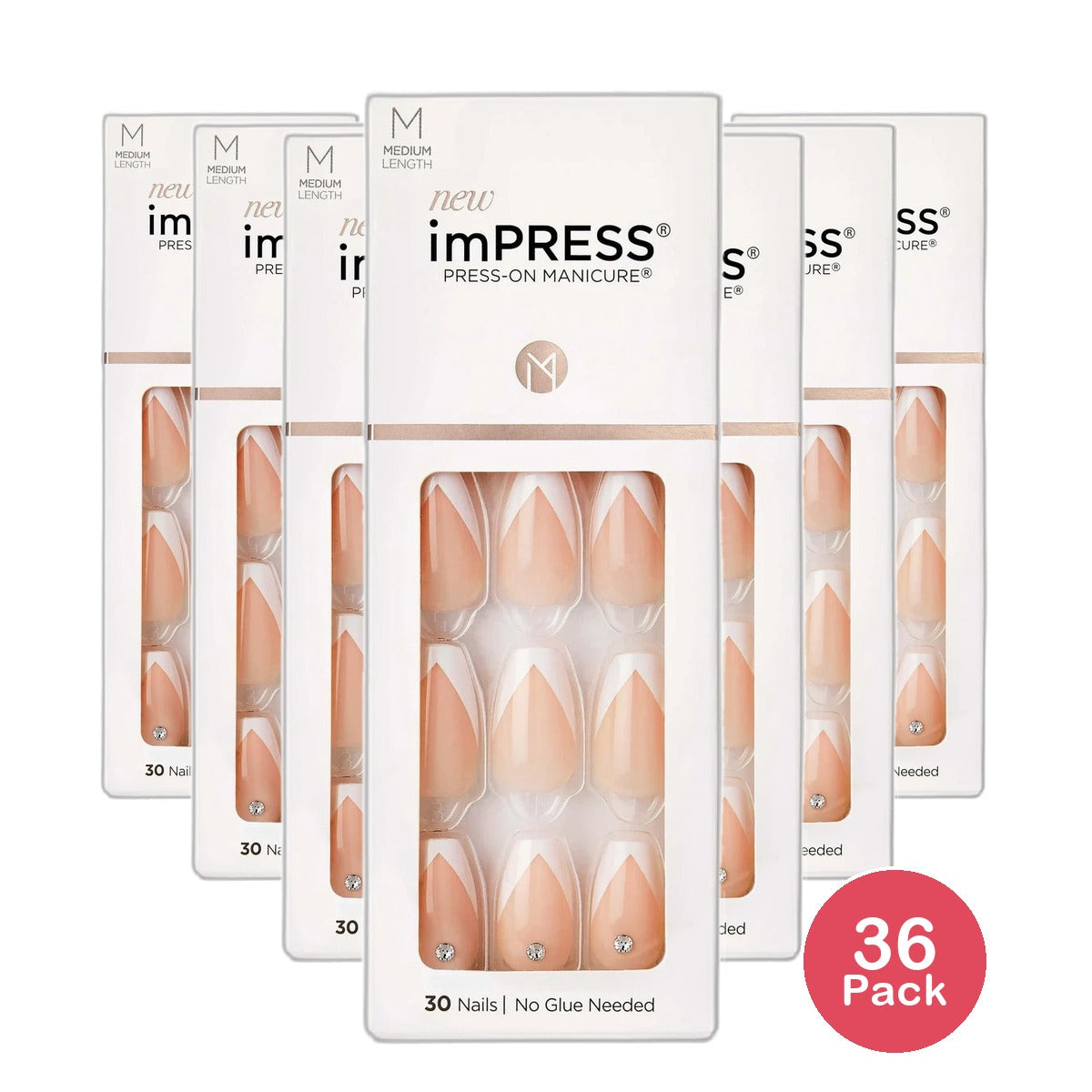 Kiss imPRESS Press on Manicure So French Medium 0.71oz (Pack of 36)