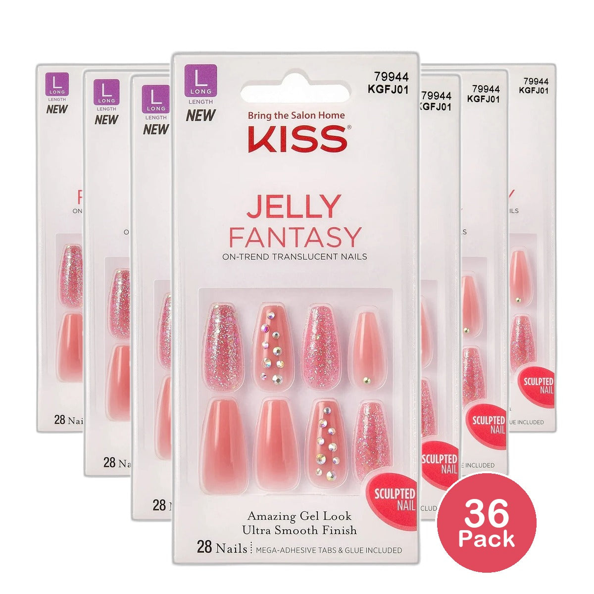 Kiss Jelly Fantasy 28 Count Rosey Long Length 2.89oz (Pack of 36)