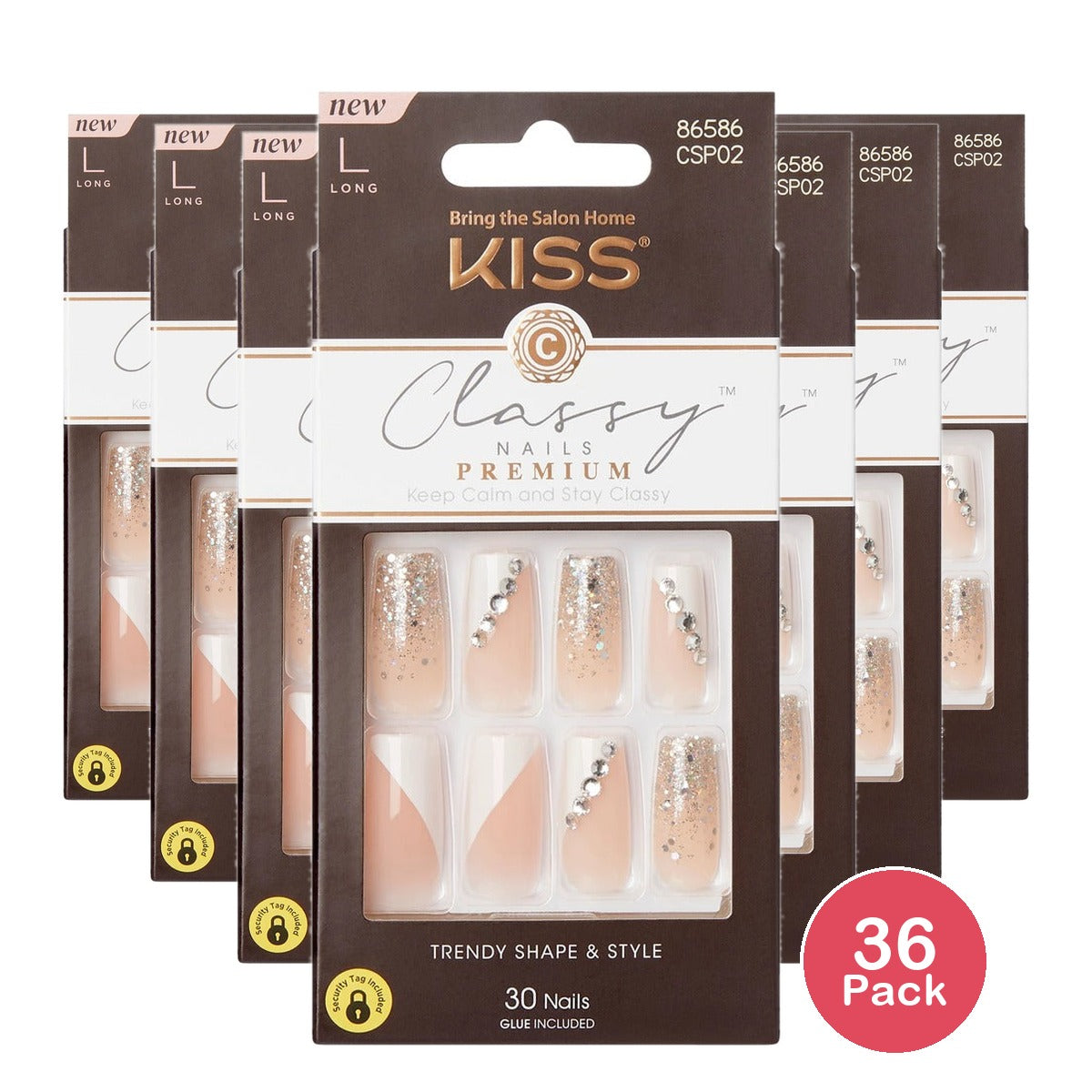 KISS Premium Classy Press-On Nails 33 Ct (Pack of 36)